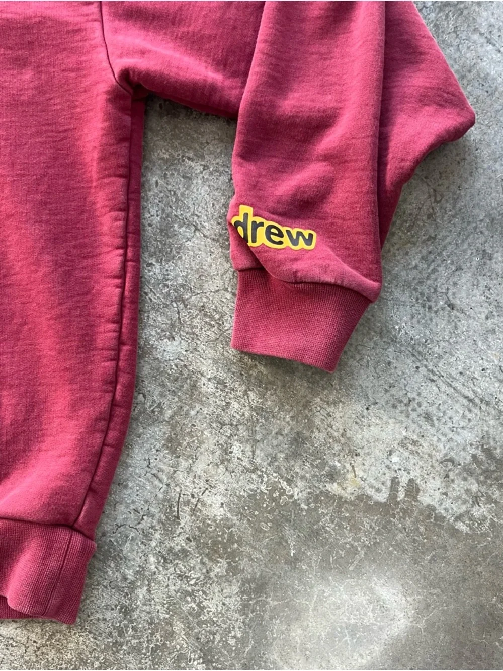 DREW Justin Bieber Burgundy Hoodie with Yellow Smiley Logo - Picture 3 of 9